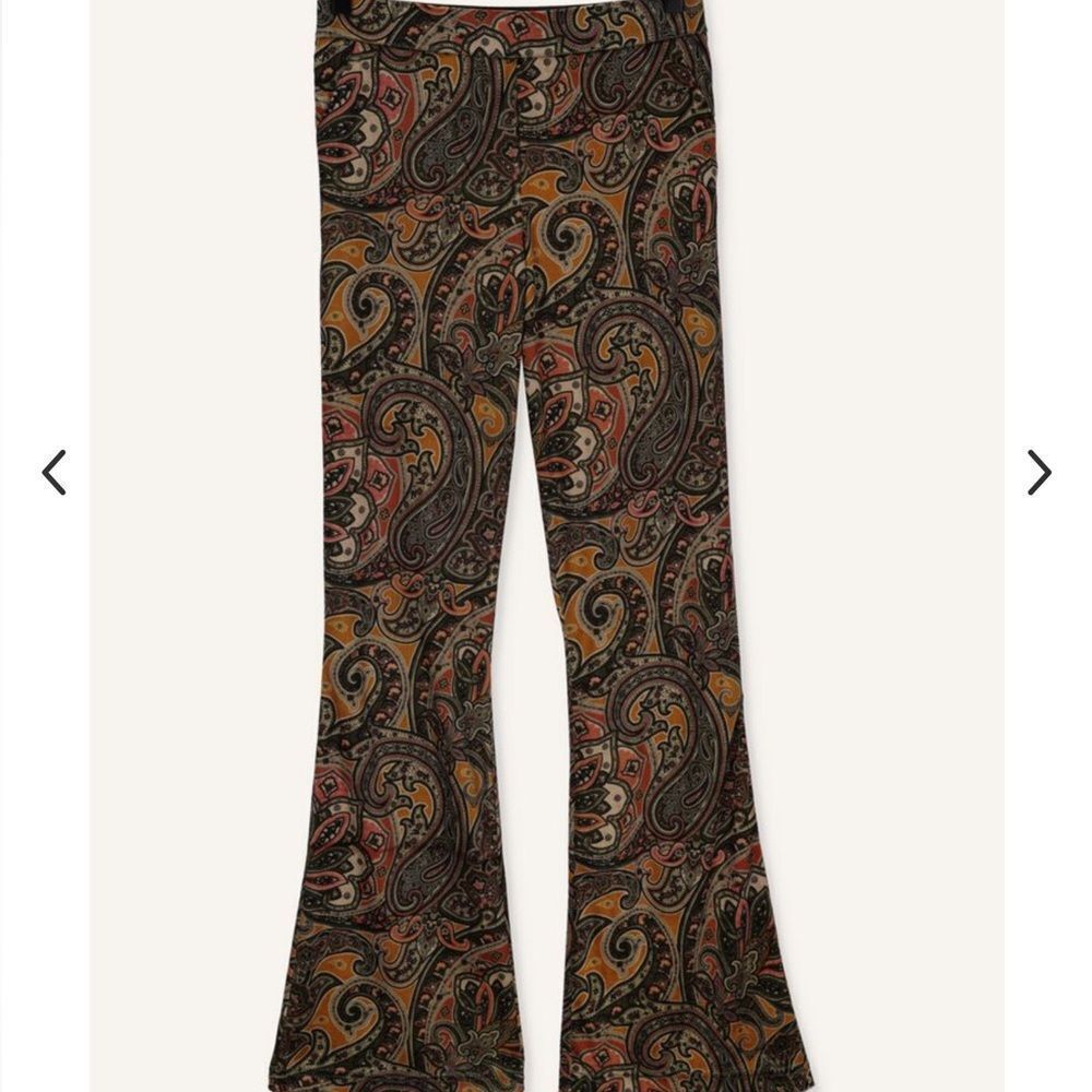 Multi Summum Flared Broek Trousers Paisley Velvet